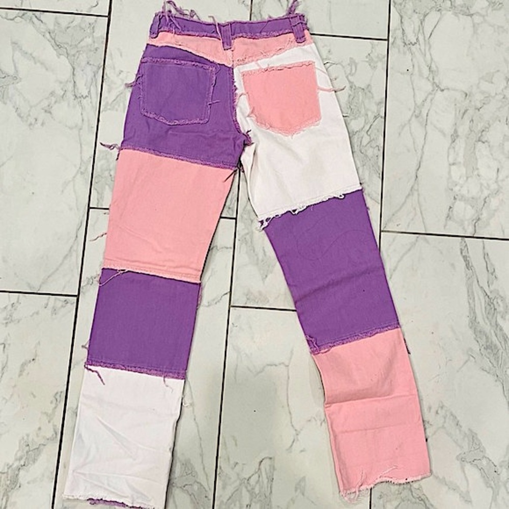 Jaded London Pastel Patchwork Boyfriend Fit Jeans - Picture 4 of 16